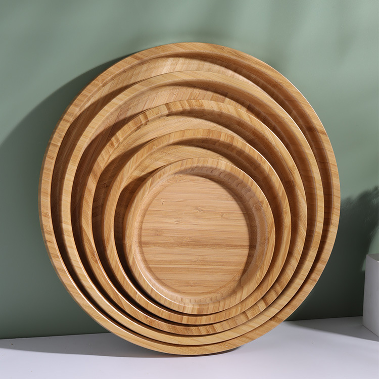 Round Bamboo Tray Set