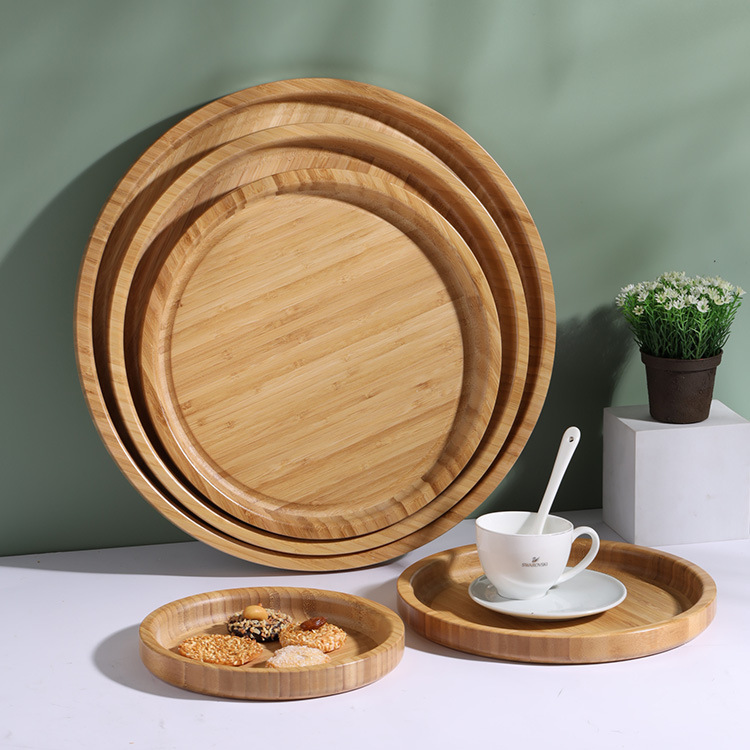 Round Bamboo Tray Set