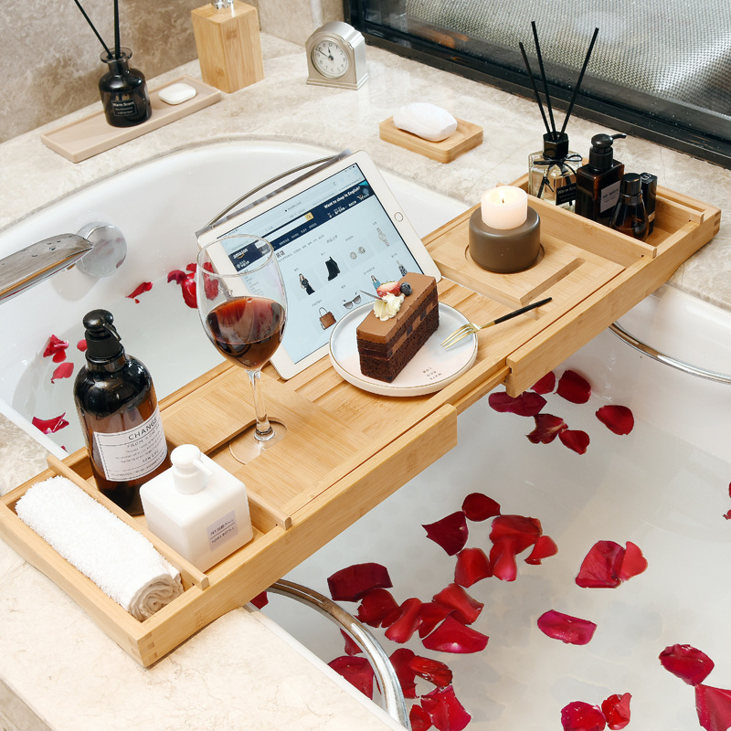 Wooden Bathtub Caddy Bamboo Bathtub Tray