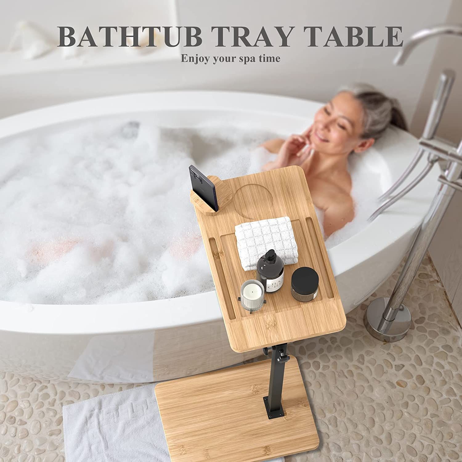 Bamboo Wooden Supported Bathtub Rack