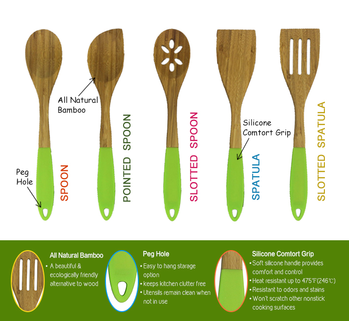 bamboo silicone spatula set