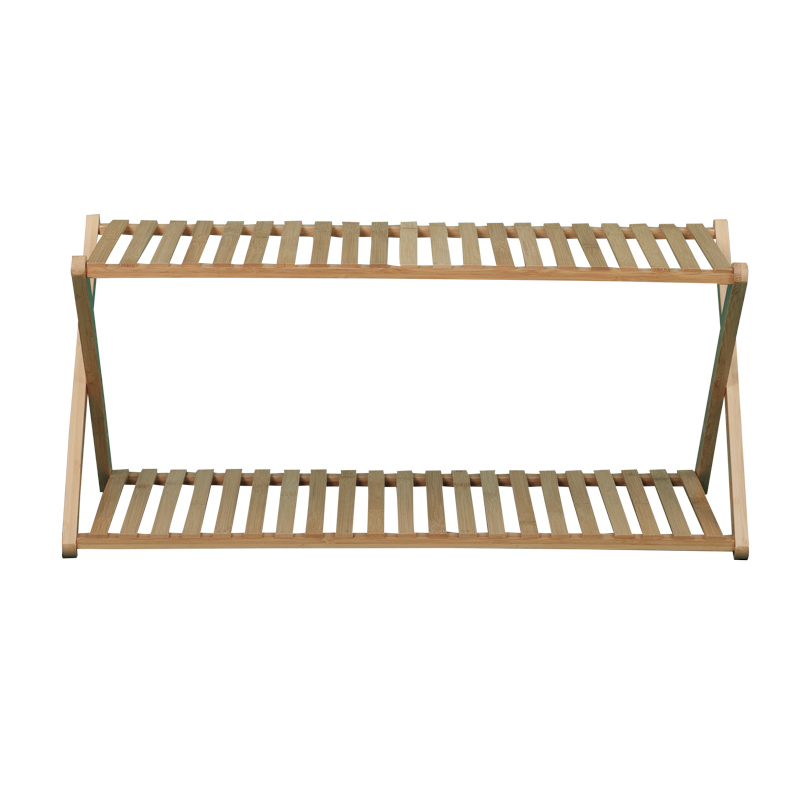 X-shaped two-layer bamboo shoe rack